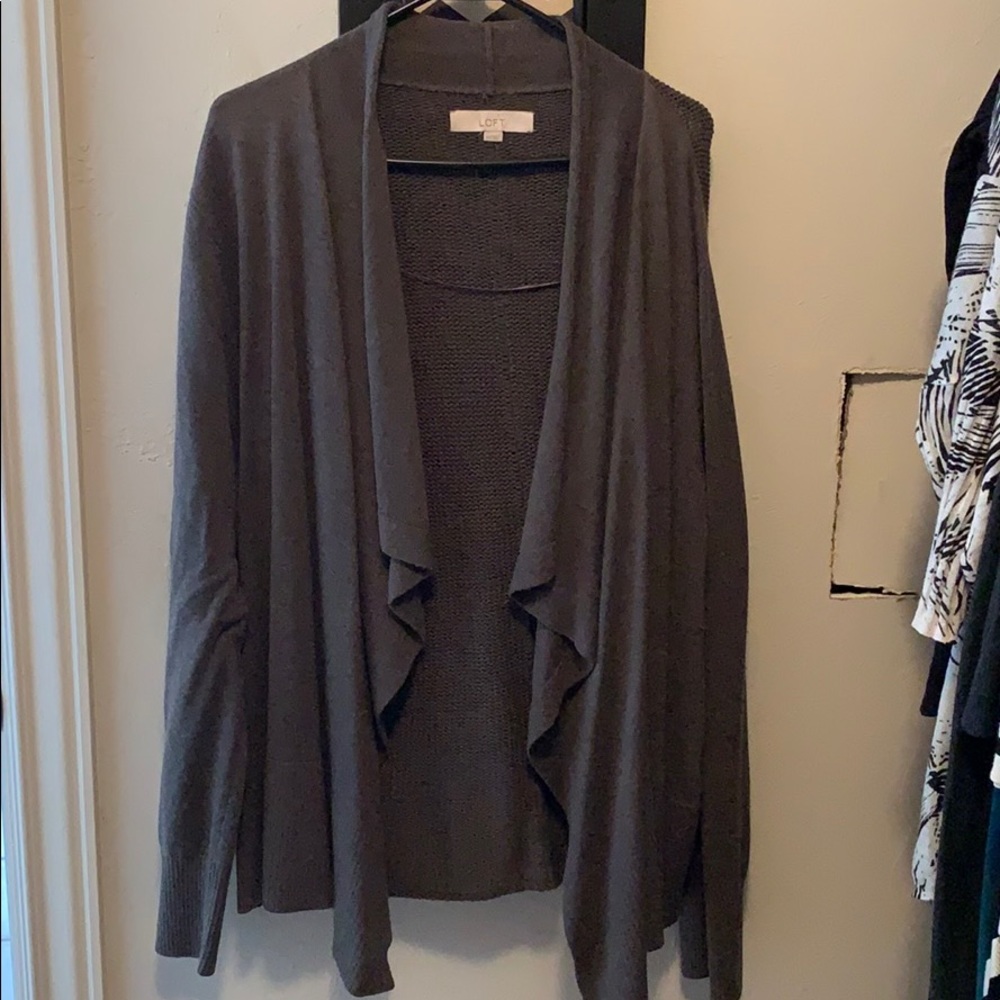 Loft Charcoal Gray Swing/Wrap Cardigan